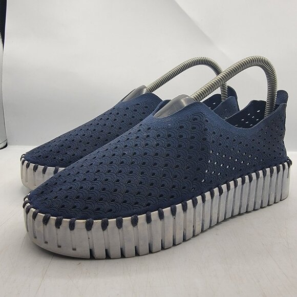 Ilse Jacobsen Plateau Womens 10 Tulip Shoes Slip on Navy Platform Comfort - Picture 4 of 13